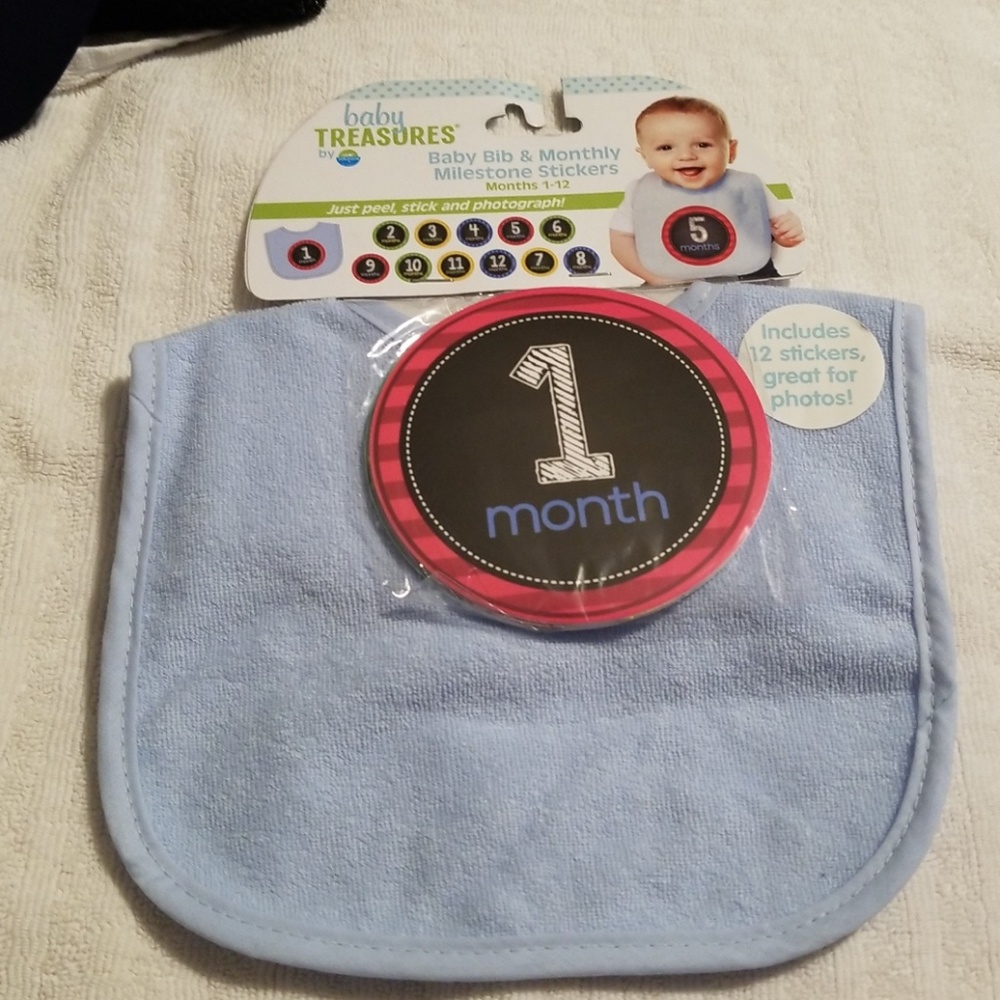 NWT Baby boy bib monthly stickers